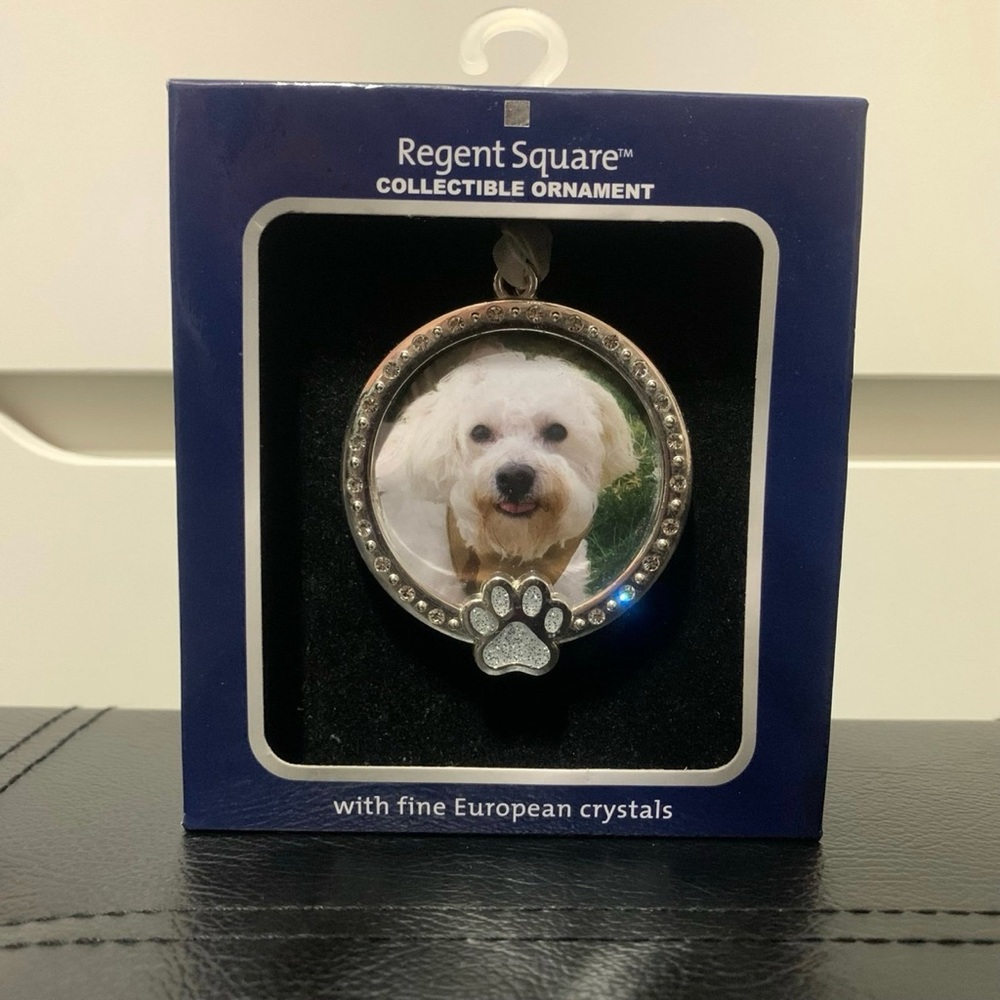 Crystal Pet Photo Ornament with Paw Print